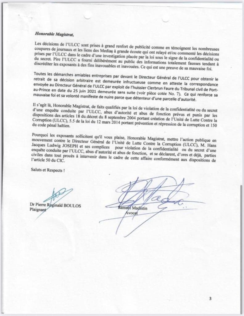 Haïti: Le Dr Réginald Boulos annonce qu'il va bouder l'invitation de L' ULCC