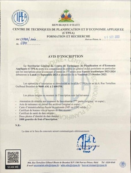 Les inscriptions sont lancées au CTPEA pour le concours d’entrée en 1ère année