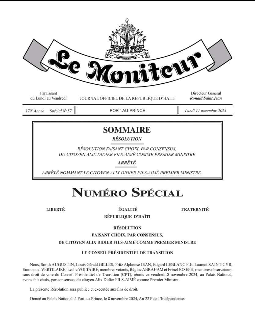 Flash: Alix Didier Fils-Aimé désigné nouveau Premier ministre d'Haïti