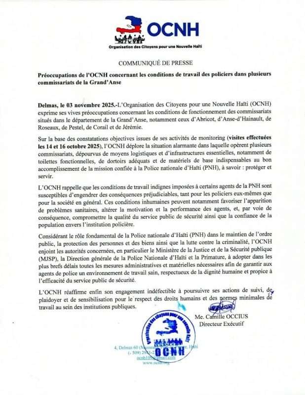 Grande-Anse : l’OCNH préoccupée par les conditions de fonctionnement des commissariats