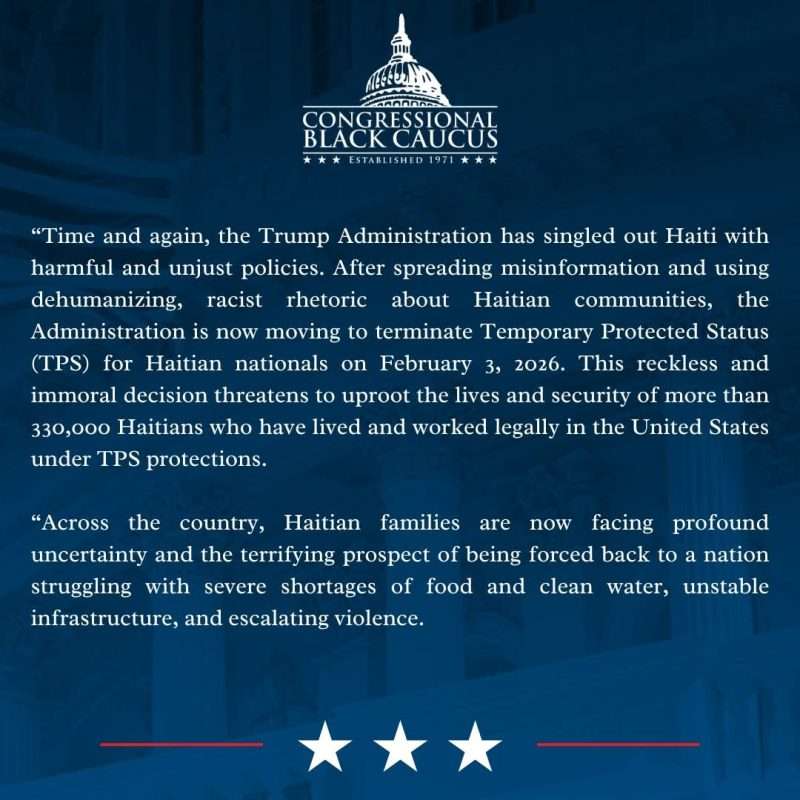 Le Congressional Black Caucus condamne la fin du TPS pour les Haïtiens annoncée par l’administration Trump 5 Le Congressional Black Caucus condamne la fin du TPS pour les Haïtiens annoncée par l’administration Trump