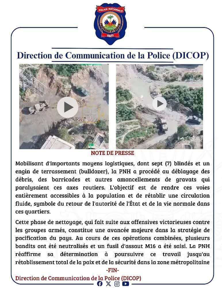 Haïti : vaste opération de la PNH pour lever les barricades et rétablir la circulation à Port-au-Prince