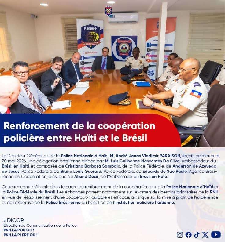 Haïti-Sécurité : la PNH reçoit une délégation brésilienne pour renforcer la coopération policière